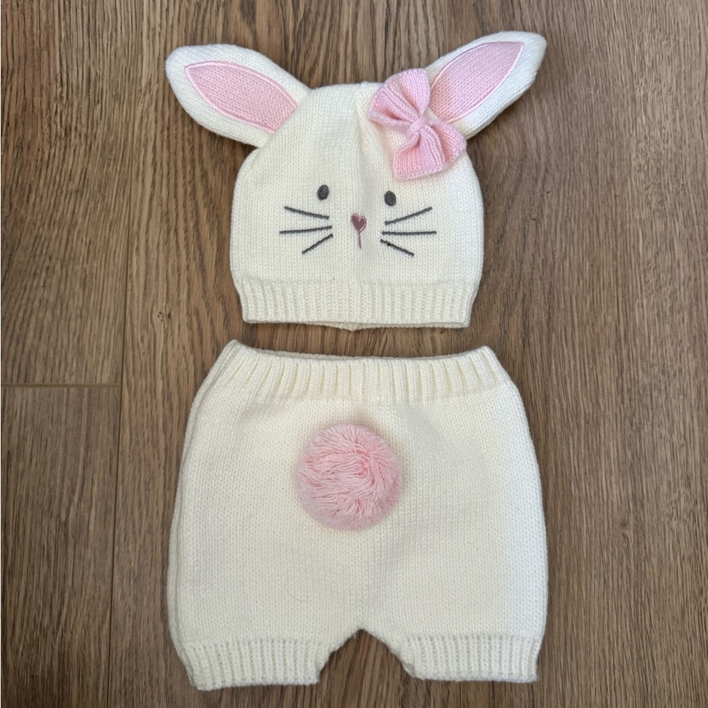 So Dorable Bunny Crochet Knit Set for Baby Infant Photo Op